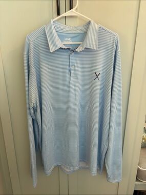 Chalktalk Sports, Men’s Light Blue Striped Long-Sleeve Polo